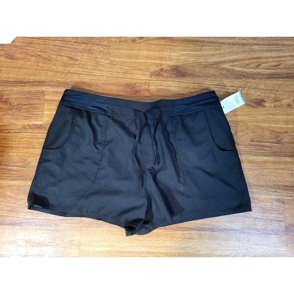 Croft & Barrow 3" Inseam Swim Shorts Black Women's Size Large New With Tags
